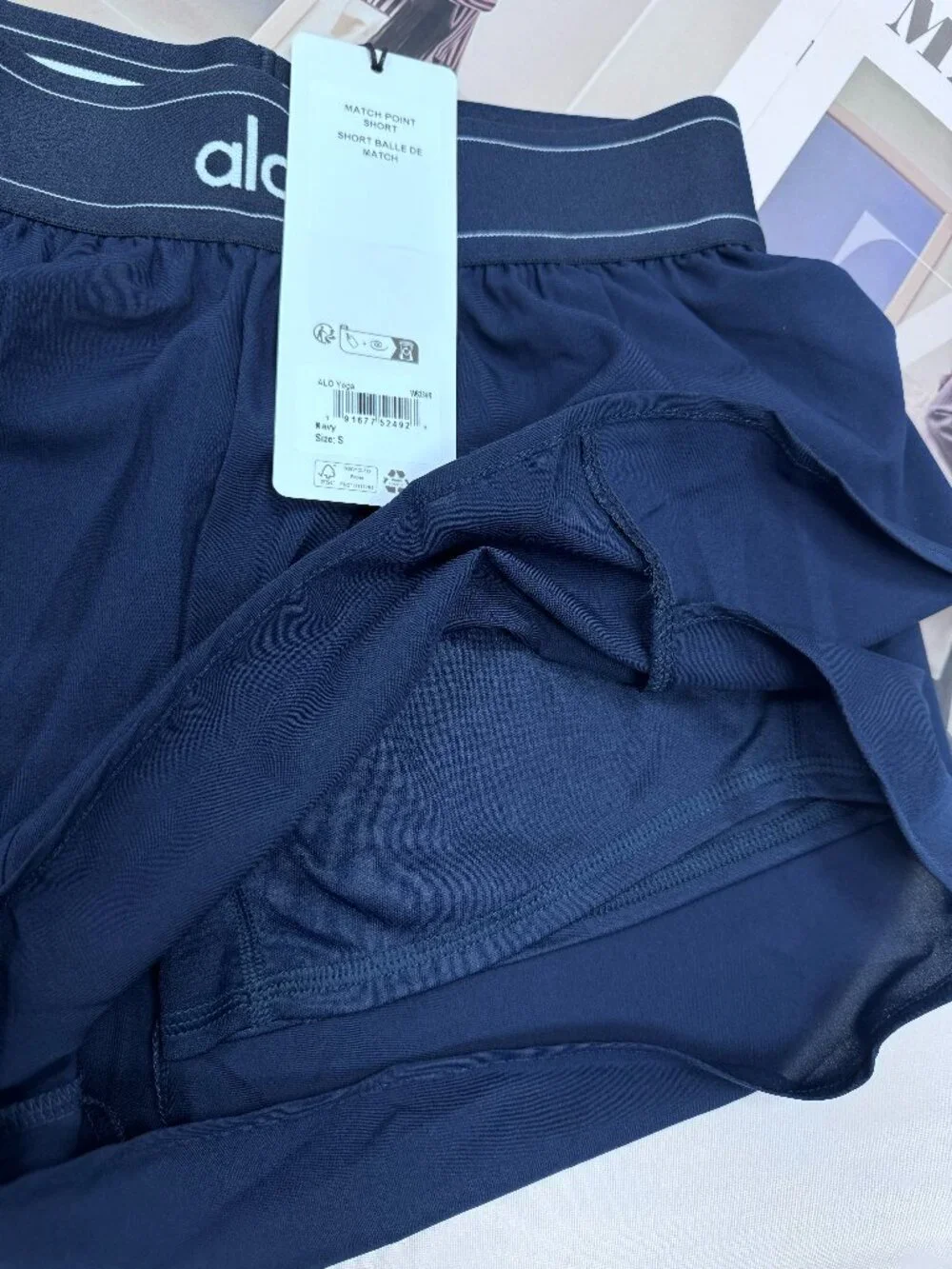 (NWT) 🏃 Alo Yoga Match Point Short Navy Blue Tennis Shorts Athletic Activewear - Picture 5 of 10